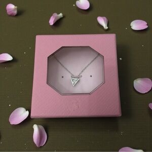 Swarovski Ortyx Rhodium Plated Triangle Cut Necklace MSRP $145. NIB